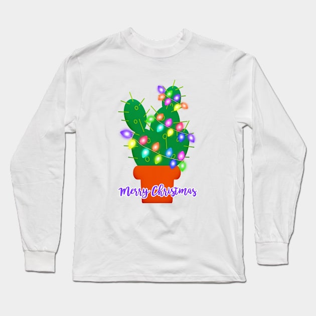 merry christmas cactus Long Sleeve T-Shirt by gossiprag